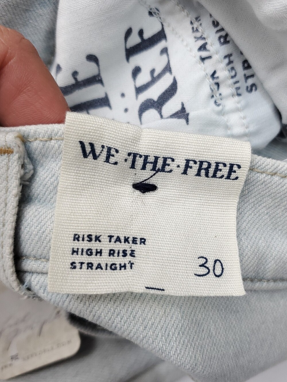 NEW We the Free People Risk Taker High-Rise Straight Raw Hem Light Blue Jeans 30 - Picture 11 of 13